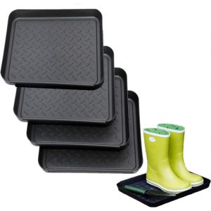 KGABERY-Lot De 4 Bacs D'Égouttement À Chaussures (35x28x3 Cm)-Grand Bac À Chaussures-35x27x3 Cm-En Plastique-Avec Bord Surélevé-Pour Pluie,Automne,Hiver - Neuf