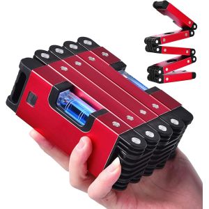 Niveau magnétique pliant rouge 60 cm, mininivel magnétique pour les électriciens, avec 4 bulles de 45°, 90° et 180° pour des règles et des mesures précises. - Neuf