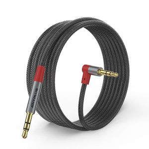 Câble Jack 3.5 Mâle Mâle, Câble Audio Fish Wire Braided 90 Degree, Prise Jack 3.5 Compatible avec Casque, Home/Car Audio, Téléphone Portable, Haut-Parleurs, Tablette, MP3(1M) - Neuf