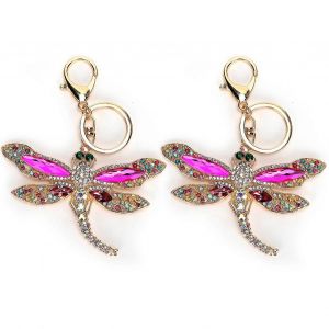 2 Pcs Libellule Porte-Clés Élégant Métal Porte-Clés Pendentif Pour Porte-Monnaie Téléphone Sac À Main Décorations - Neuf