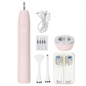 Hjlian Brosse A Dents Electrique A Ultrasons, Chargement Usb, Ipx7, Sans Fil, 5 Vitesses Reglables, Rose - Neuf