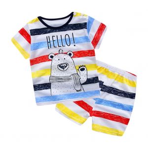 Ensemble D'ete Pour Bebe, T-Shirt A Manches Courtes Et Short, Motif Animal Colore (73) - Neuf