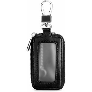 &Eacute;tui en Cuir pour Cl&eacute; de Voiture Coque de Cl&eacute; de Voiture Universelle Portable Porte-cl&eacute;s de Voiture avec Fen&ecirc;tre Transparent et Fermeture &Eacute;clair pour Homme et Femme - Neuf