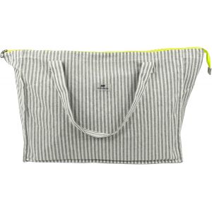 SJZG-Sac De Plage Xxl Avec Fermeture Éclair | Sac De Taille Familiale 50 L | 54 X 41 X 22 Cm | Pliable Et Durable |, Gris - Rayures, Xxl, Utilitaire - Neuf