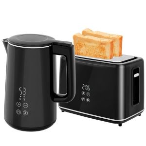 T3323P340315 Toaster &agrave; 2 tranches noir, cuiseur &eacute;lectrique SUS + toaster, *1,5 po de fentes, cuiseur &eacute;lectrique 1,5 Lacier inoxydable 3042200 W7 niveaux de cuit, affichage LED3 fonctions d&eacute;congelage - Neuf