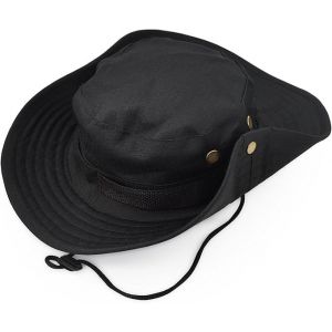 Chapeau De Soleil À Large Bord Extérieur, Style D¿Armée De Combat Classique Jungle Chapeau De Soleil Pour Pêche,Chasse,Camping-Noir - Neuf