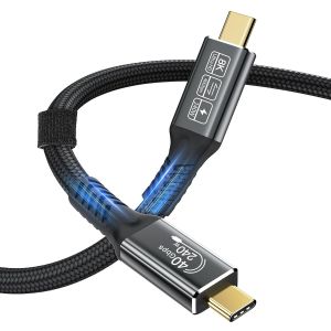 KAL-Certifié Câble Usb4 Avec Câble Thunderbolt 4 1 M, 240W Pd3.1 Cable Usb C Charge Rapide Supporte Transfert De Données 40Gbps/Vidéo 8K@60Hz Pour Iphone 16/15, Macbook, Ipad, Samsung, Dock, Display - Neuf