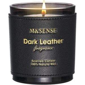 Bougie Parfum&eacute;es Cuir Fonc&eacute;-Bougie Masculine 100% Soja 50h,Parfum Cuir/Ambr&eacute; pour Biblioth&egrave;que,Cadeau Papa Chic ou Cadeau Homme Luxe - Neuf