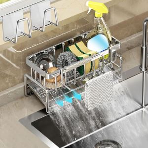 Organisateur D'évier De Cuisine Sans Perçage Avec 2 Porte Eponge Adhésif Egouttoir Eponge Sur Evier Double Usage Repose Eponge Rangement Evier Cuisine Eponge Et Liquide Vaisselle Chiffon - Neuf