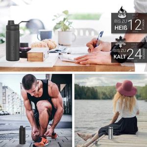 Bouteille Isotherme ""Nolimit"" - 410ml, 530ml, 710ml, 950ml, 1200ml | Gourde En Acier Inoxydable D'eau, Th&eacute;, Caf&eacute;, Jus, Boisson Chaud Ou Froid | Premium De Isol&eacute;e Sous Vide +Sport-Couvercle - Neuf