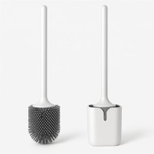Brosse de toilette et support de toilette,brosse WC en silicone,taille unique (2,blanc) - Neuf