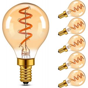 E14 Ampoule Led,3w Vintage Edison Filament G45 Forme Goutte,Remplace 30w,2200k Lumière Chaude Pour Lustre Décoratif,50lm,230v,Verre Ambre,Cri90+,6 Pcs - Neuf
