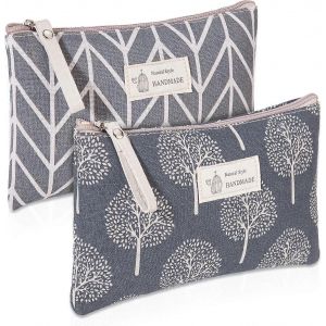 Sacs &agrave; cosm&eacute;tiques en toile,2 PCS Sacs &agrave; main portables pour femmes,Pochette de trousse de maquillage imprim&eacute;e Trousse de toilette de voyage multifonctionnelle avec fermeture &eacute;clair pour Cosme - Neuf