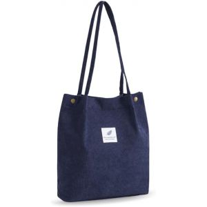 KALANKA-Sac Tote Bag Velours Cotel&eacute;,Sac Cabas Tissu Femme,Sac &agrave; Main &agrave; Bandouli&egrave;re,Canvas Shoulder Bag,Shopper Bag,Sac Fourre Tout Travail,Sac Grande Capacit&eacute; pour Ecole, Travail, Voyage - Neuf