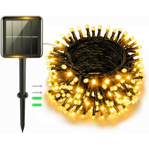 Guirlande lumineuse solaire d'extérieur 5 m 50 LED Fil de cuivre 8 modes Minuterie IP65 Résistante aux intempéries Pour cour, sapin de Noël, jardin, chambre à coucher, balcon - Neuf