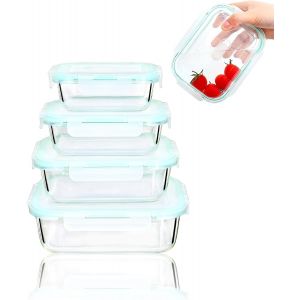Bo&icirc;tes-Repas En Verre [Lot De 3pi&egrave;ce 800ml] R&eacute;cipients Avec Fermeture &Agrave; Clic Conteneurs De Nourriture &Eacute;tanches Bo&icirc;tes De Repas Pour Contr&ocirc;ler Les Portions De Nourriture Sans Bpa - Neuf