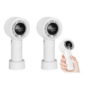 Lot de 2 ventilateurs turbo portables avec affichage num&eacute;rique et batterie de 1500 mAh, mini ventilateur portable - Neuf
