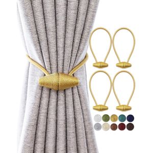 (Or) 4 Pack Magnetique Embrasses De Rideaux Avec Plus Aimant, 40cm, Pour L'interieur Et L'exterieur Des Rideaux - Neuf