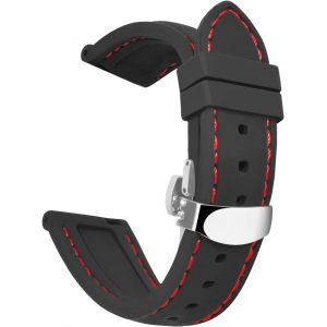 Kal-Unisex Caoutchouc Bracelet Montre Fermoir Papillon 8 Couleurs 5 Tailles Bracelet En Silicone De Remplacement Compatible Avec 18mm, 20mm, 22mm, 24mm Watchband Watch Strap - Neuf