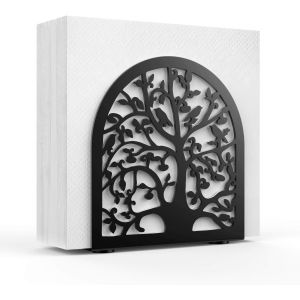 Porte-Serviettes De Table &Agrave; Manger, Porte-Serviettes Vintage En Fonte Noire Avec Motif D'arbre Creux Et D'oiseau, Porte-Serviettes De Table &Agrave; Manger, Comptoir De Cuisine Et Salon - Noir (1 Paquet) - Neuf