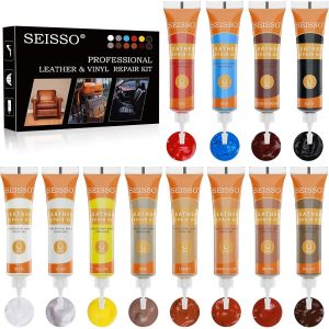 Kit De R&eacute;paration Pour Cuir, Cr&egrave;me De R&eacute;paration Pour Cuir, Canap&eacute;, Baume Pour, Canap&eacute;, Veste, Portefeuille, Ceinture, Chaussures, Manteau (12 Pi&egrave;ces)[Z675] - Neuf