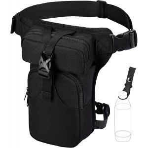 Sjzg-Sacoche De Jambe Moto, Sac Jambe Femme Homme En Toile Sacoche Ceinture Cuisse Banane Outils Tactique Avec Clip &Agrave; Gourde Pour Randonn&eacute;e P&ecirc;che - Neuf
