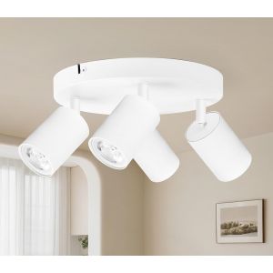 Ulteronixshop-Plafonnier 4 Spots Led Orientable, Spots De Plafond Gu10, Plafonnier Spot Blanc, Luminaire Spot Rampe Spot, Applique Spot Rond Pour Cuisine, Salon, Chambre (Sans Ampoule) - Neuf