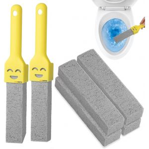 KAL-6Pcs Pierre Ponce Brosse Wc, Brosse De Nettoyage Pierre Ponce Avec Deux Poignées, Remplaçable Brosse Piscine Pierre Ponce Pour Enlever Le Calcaire Des Toilettes, Produits De Nettoyage - Neuf