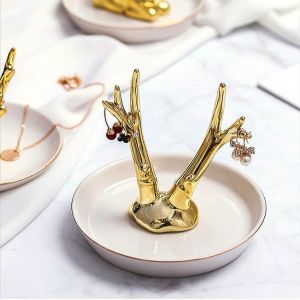 Hjlian Support A Bagues Pour Bijoux, Colliers, Bracelets, Presentoir, Decoration D'interieur, Dore - Neuf