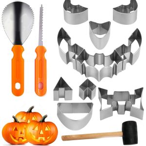 Kit de sculpture de citrouilles d'Halloween, 13 décorations de lanternes à faire soi-même - Neuf