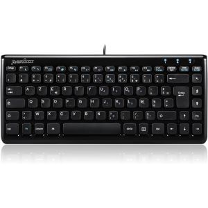 Perixx Periboard-407, Mini Clavier USB Filaire AZERTY - Clavier Chiclet avec 11 Touches de Raccourcis - Noir - Neuf