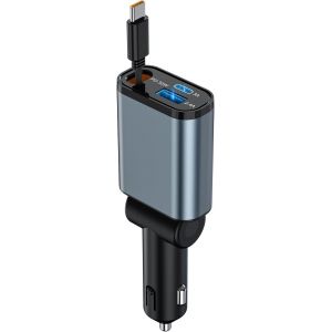 Eryi-Chargeur De Voiture Rétractable Usb C 50 W Prise Allume-Cigare Usb C Auto Pd30 W & Qc3.0 Recharge Rapide Chargeur Accessoire[3213] - Neuf