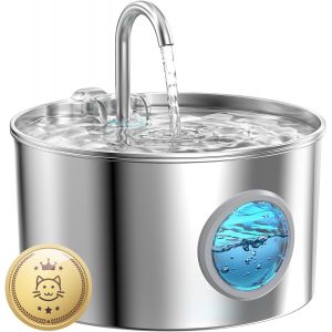 Fontaine A Eau Chat Inox: 2,2l Fontaine À Eau Pour Chat - Distributeur Chien Automatique - Silencieux Distributeur Chien - Gardez L¿Eau Propre - Avec Un Ensemble De Filtre - Neuf