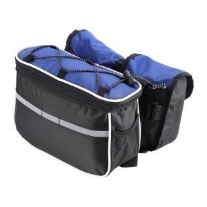 Sacoche Multifonction Pour Cadre De Velo De Route Avec Housse De Pluie (Bleu) - Neuf