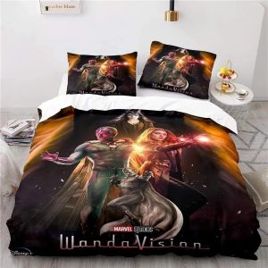 Housse De Couette Marvel Wanda Vision, Taie D'oreiller, Parure De Lit Pour Garcon Et Fille, Decoration De Chambre, Cadeau Pour Enfant, Taille Simple Ou Double - Neuf