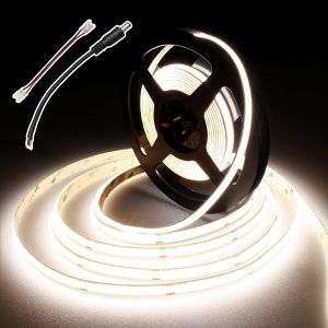 Ruban Led Cob 5m,480 Leds/M,4000k Bande Led Avec Connecteur,Largeur 8mm,Cri 90+,Ruban Led Bianco Naturale Pour Chambre À Coucher,Cuisine,Miroir,Armoire (Sans Alimentation) - Neuf