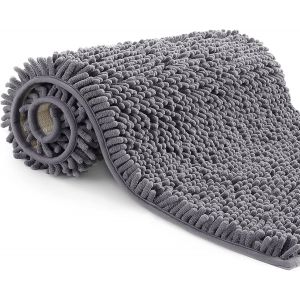 Kal-Tapis De Bain En Microfibre, Tapis Salle De Bain Longueur 40 X 60 Cm, Tapis De Wc, Doux, Antidérapant,Gris Foncé - Neuf