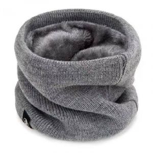 Silencieux En Peluche Solide Pour Femme,Tricot En Laine,Anneau Polaire,Bandana,Écharpe,Chauffe-Cou,Bandeau En Cachemire Épais,Masque De Ski,Hiver-Taille Unique-Gray - Neuf