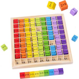 ChenQuanSarl-Planche De Multiplication En Bois, 1X1 Table De Multiplication En Bois, Tableau De Multiplication Montessori, Jeux De Plateau Tableau De Multiplication, Cadeau De Jouets &Eacute;ducatifs Pour E - Neuf