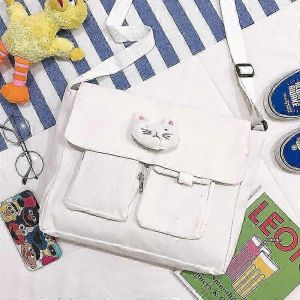 Les Femmes De Toile Sac De Messager Sac &Agrave; Bandouli&egrave;re Pompon D&eacute;coration De Lapin Carotte Ours Chat - Neuf