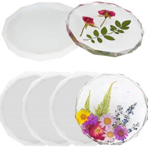Lot De 4 Moules Pour Dessous De Verre En Résine, Moules Pour Dessous De Verre En Cristal À Bord Diamanté Pour Moulage De Résine, Moules Ronds En Silicone Pour Dessous De Verre En Résine Époxy - Neuf