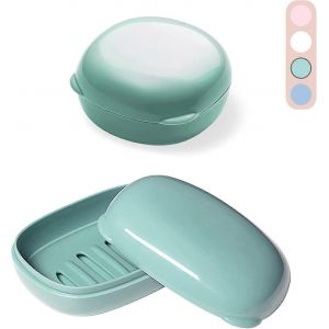 Étui à savon de voyage 2 pièces,porte-savon avec couvercle,boîte à savon en plastique,porte-savon étanche,porte-savon - Neuf