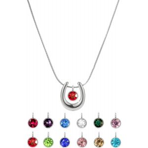 Kal-Femmes Argent Fer À Cheval Collier, Pierre De Naissance Fille Pierre D'anniversaire Diamant Pendentif Femme Bijoux Anniversaire Cadeau Personnalisé Collier (Jul) - Neuf
