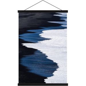 FCHHK-B2 Cadre Poster Magnétique 50 CM, 50x70 50x100 Cadre Photo Aimanté en Bois Naturel pour Affiche Cadre Magnétique Cadre d'affiche Cadre Suspendu Porte-affiches (50cm, Noir) - Neuf