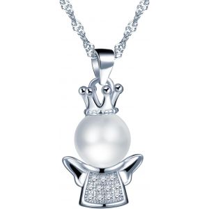 Unendlich U Collier Pendentif De Perle En Argent 925 Avec Zircone Cubique Pendentif D'aile De L'ange Pour Femme Fille - Neuf