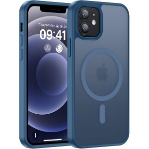 KALANKA-pour iPhone 12/12 Pro Coque Compatible avec MagSafe, Etui Mat Translucide Magnetique Case, PC Dur Housse Arri&egrave;re Anti-Rayures + TPU Bumper Antichoc Cover pour iPhone 12/12 Pro, Bleu Orage - Neuf