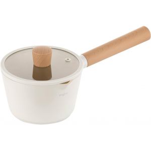 Subzonal-Florina Nube Casserole En Aluminium | 16 Cm | 1,6 L | Compatible Induction | Rev&ecirc;tement C&eacute;ramique Anti-Rayures | Poign&eacute;e Aspect Bois Soft-Touch | R&eacute;sistant &Agrave; La Chaleur, Beige - Neuf
