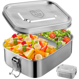 Kal-Lunch Box Inox, Boîte En Acier Inoxydable, 1000ml Lunchbox Étanche, Avec Compartiments Amovibles, Rectangulaire Réutilisable Facile Nettoyer, Pour Les Déjeuners, Les Pique-Niques, Les Sorties - Neuf