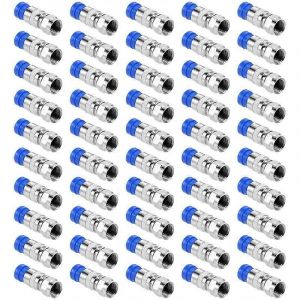 50PCS RG6 Compression Connecteurs Câble Coaxial Connexion étanche F Connecteur de compression RG6 Outil de compression coaxiale - Neuf