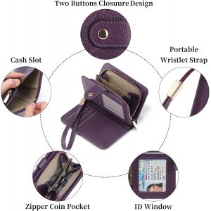 CAUC-Portefeuille Femme Cuir Petit Porte Monnaie Femmes RFID Blocage Court Portefeuilles avec Fermeture &eacute;clair Poche &agrave; Monnaie - Neuf